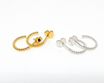 Beaded hoop earrings made of sterling silver – optionally plated with fine gold, small hoop earrings with studs, handmade earrings for women