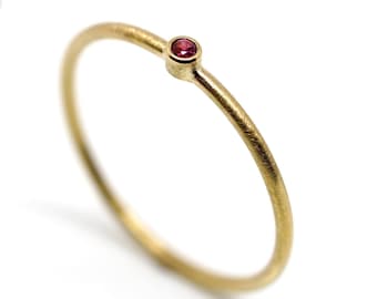 Delicate gold ring with pink ruby, 18K engagement ring, gift for girlfriend, fine jewelry as a gift for women, pink gemstone
