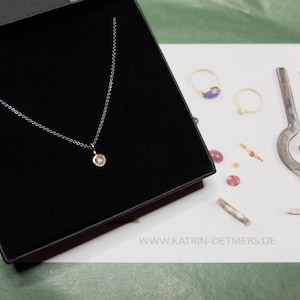 Collar de diamantes con colgante de oro de 18k, cadena llamativa de plata ennegrecida y colgante de diamante talla rosa, gema gris talla rosa imagen 10