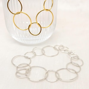 Bracelet with large eyelets made of 925 sterling silver or plated with fine gold, handmade one-of-a-kind jewelry, birthday gift for her
