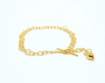 Gold-plated sterling silver bracelet, delicate silver bracelet, adjustable link bracelet, silver or gold bracelet for women