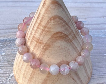 Flower Agate Bead Bracelet (8mm).