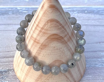 Labradorite Bracelet, 8 mm Bead Bracelet