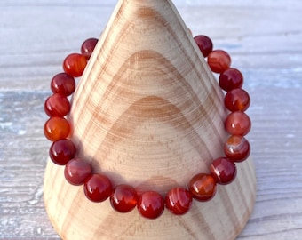 Carnelian Bracelet, 8 mm Bead Bracelet