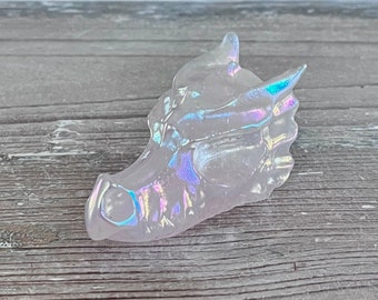 Aura Rose Quartz Dragon Skull.