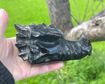 Large Smokey Quartz Dragon Skull.