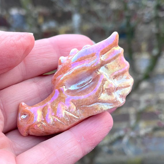 Aura Orange Jade Dragon Skull