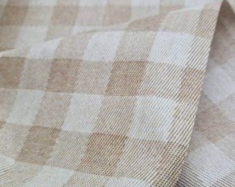 Brown Vichy check oilcloth fabric 100% cotton {Kadusi}