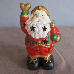 A Lovely Vintage Hand-Painted Porcelain Father Christmas/Santa Claus Candle Burner/ Incense Burner, Made in France