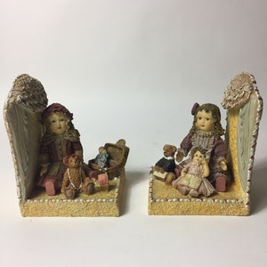 A Fabulous Set of Vintage Wooden &#39;Doll&#39; Hand-Made, Hand-Painted, Bookends, Made in England