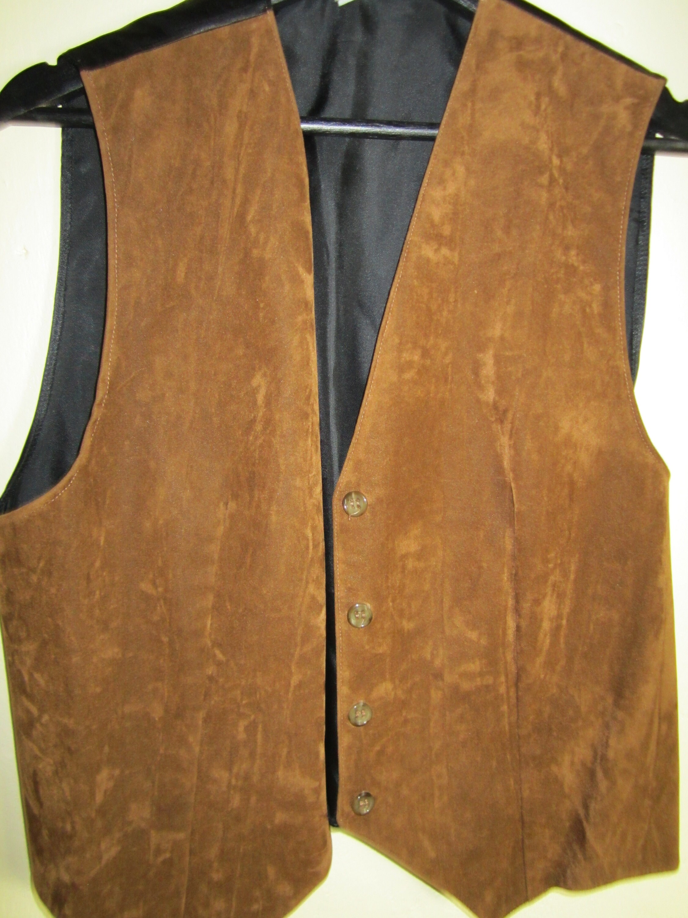 Image of A Very Stylish Vintage Gentleman's Suede Lined Waistcoat, Made in France