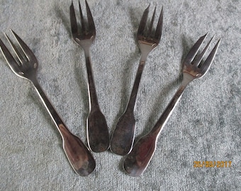 A Beautiful Set of Four Vintage Steel Dessert Forks, Made in France