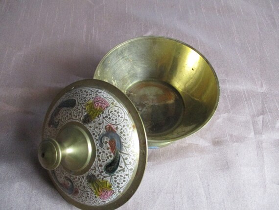 A Beautiful Vintage Solid Brass and Enamel Trinke… - image 4