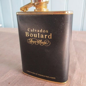 A Stunning Vintage Leather and Stailess Steel Boulard Calvados/ Gognac/Whiskey/Brandy Flask, Made in France