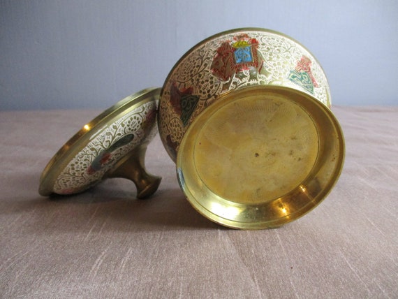 A Beautiful Vintage Solid Brass and Enamel Trinke… - image 7