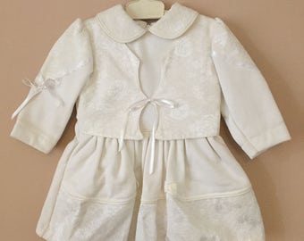 A Stunning Vintage Christening/Baptismal Gown/Dress & Bonnet, Beautifully Patterned and Made in France