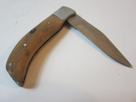 A Gorgeous Vintage Steel and Pradel Evolution Wooden Pocket /sporting/outdoor/fishing Knife -  Canada
