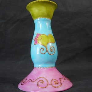 A Superb Vintage French porcelain hand painted Candle Holder/ candlestick