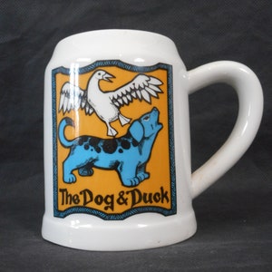 A Gorgeous Vintage French Pillivuyt The Dog & Duck ceramic Tankard / beer mug