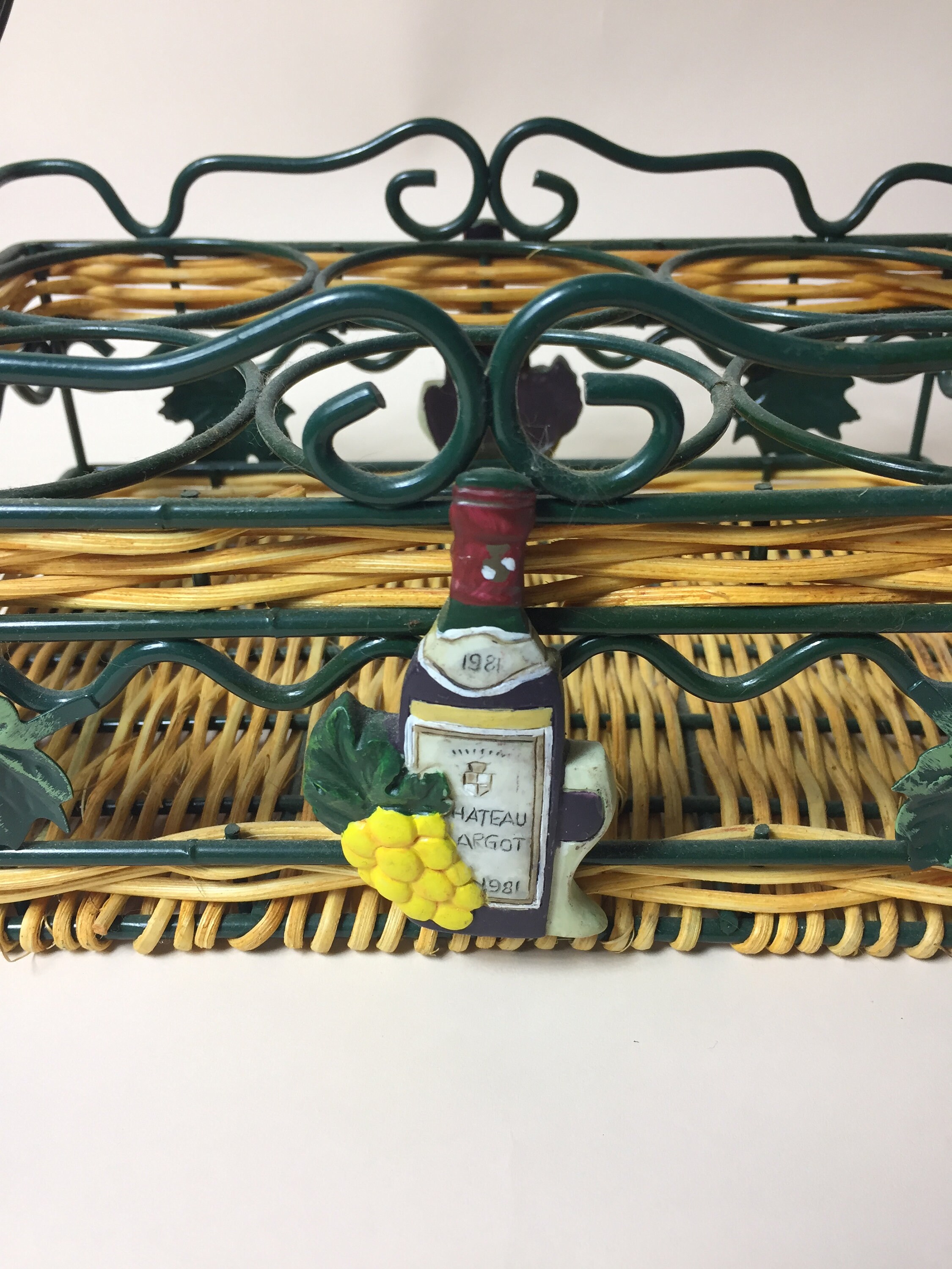 A Beautiful Vintage Metal and Wicker Wine/Bottle Holder/Wine Etsy