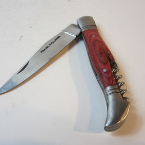 Un magnífico vintage de acero y madera Pradel Evolución Bolsillo / Sporting / Al Aire Libre / Cuchillo de pesca