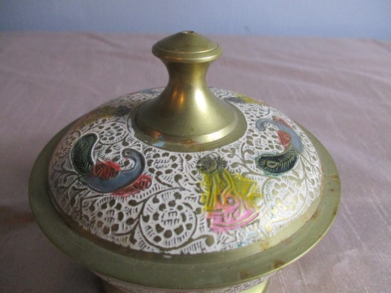 A Beautiful Vintage Solid Brass and Enamel Trinke… - image 2