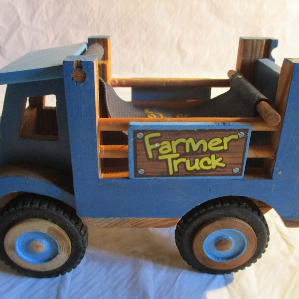 A Beautiful, Collectible Vintage Hand-Made/Hand-painted Wooden Model Truck/Lorry/Toy Car, Made in France