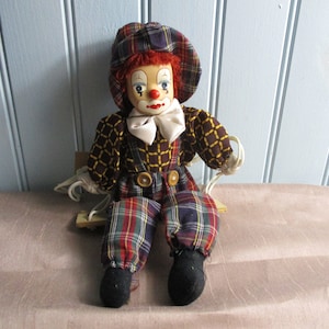 A Lovely Vintage Cloth Clown Doll/Puppet/Toy, Made in France