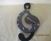 A Wonderful Vintage French Wooden Batter-Operated Clock, Beautifully Made in the Shape of a Musical Mote, Made in France