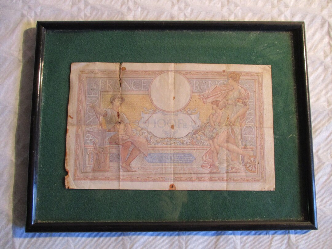 Note Framed A Lovely Antique/vintage Genuine 1,000 Franc Note, Framed, Made in ...