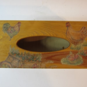 Uno splendido fazzoletto vintage in legno dipinto a mano, fatto a mano/scatola per fazzoletti di carta, prodotto in Francia