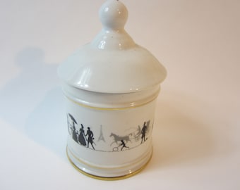 Chamart Limoges France Hand Painted Porcelain Pipe Tobacco Jar 