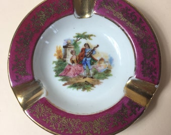 A Gorgeous Vintage Limoges Porcelain Ashtray, Beautifully Designed