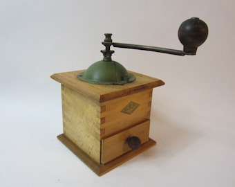 A Stunning Vintage Metal & Wooden Miyennes Coffee Grinder/Coffee Maker, Made in France