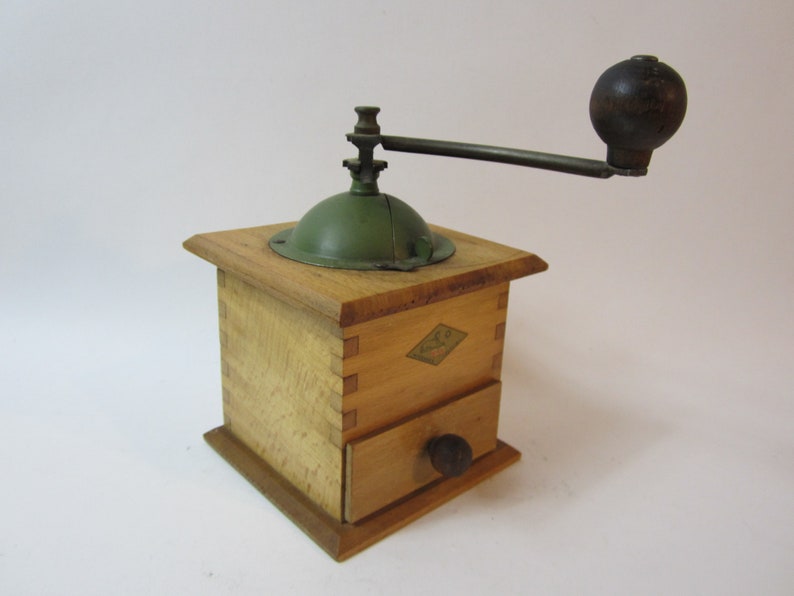 A Stunning Vintage Metal /& Wooden Miyennes Coffee GrinderCoffee Maker Made in France