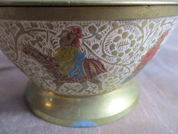 A Beautiful Vintage Solid Brass and Enamel Trinke… - image 3