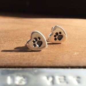 Paw Print Earrings, Silver Stud Paw Print Earings, Custom Made Paw Print Earings, Animal Lovers Jewelry