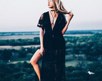boho black maxi dress