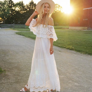 White Maxi Dress, Beach Wedding Dress, Boho Dress, Bohemian Dress, White Lace Dress, Elopement Dress, Beach Summer Dress, Photoshoot Dress