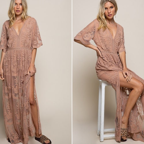 Lace Romper Dress Lace Dress Mauve 