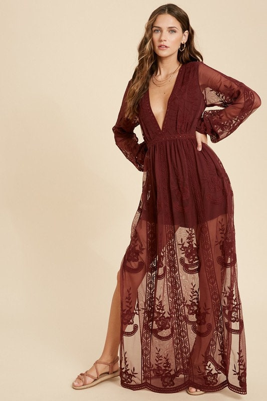 Boho Lace Dress, Romper Dress, Burgundy Lace Dress, Photoshoot Dress, Maxi Dress, Bridesmaid Dress, Wedding Guest Dress, Engagement Dress Boho Lace Dress, Romper Dress, Burgundy Lace Dress, Photoshoot Dress, Maxi Dress, Bridesmaid Dress, Wedding Guest Dress, Engagement Dress