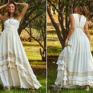 White Maxi Dress Boho Etsy