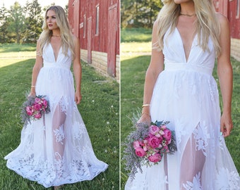 White Dress, White Lace Wedding Dress, Photoshoot Dress, Beach Wedding Dress, Elopement Dress, White Gown, Floral Dress, Tulle Dress