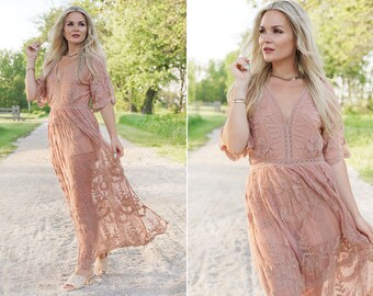 Robe barboteuse | Robe en dentelle | Robe Maxi Barboteuse | Robe Boho | Robe longue pour séance photo | Robe barboteuse à la mode