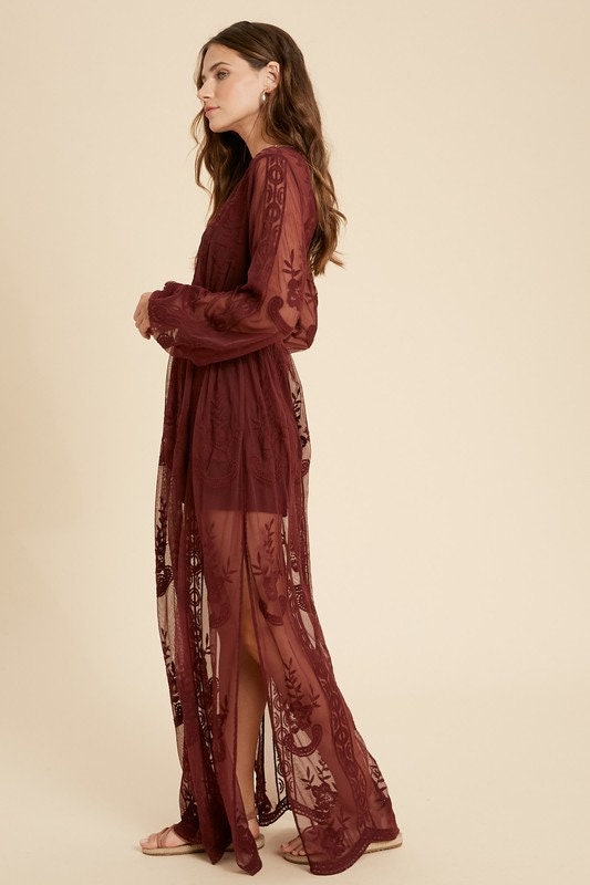 Boho maroon dress deals