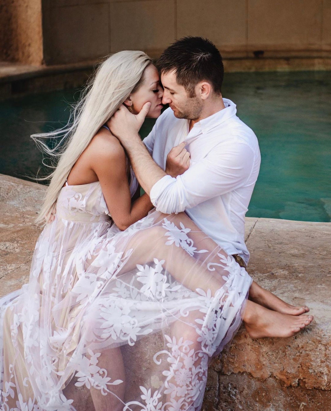 sachin and babi light blue dress What Wedding Dress You Should Choose Based on Your Engagement Ring? –  David's House of Diamonds main image 1