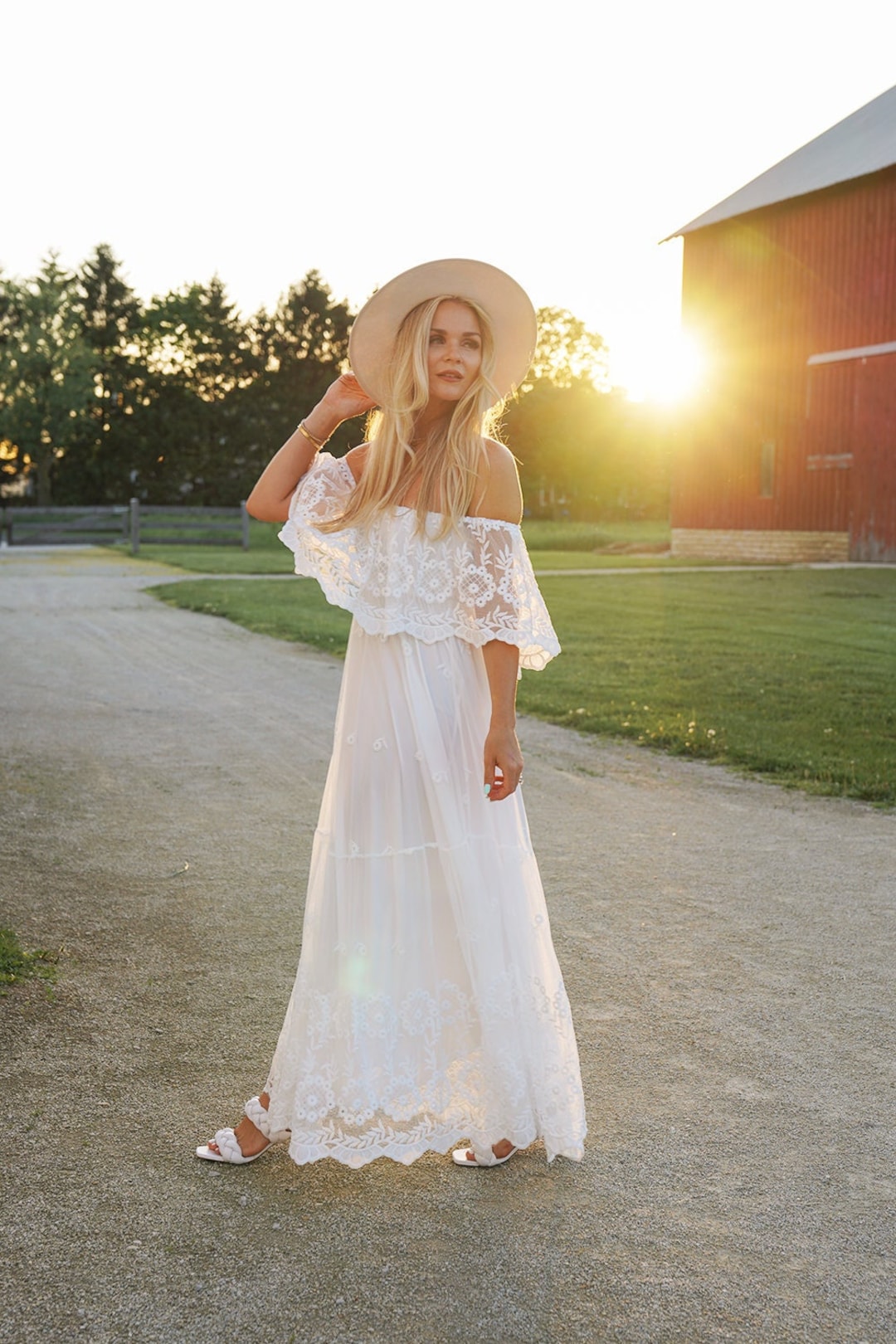 Vestido maxi blanco, vestido de novia de playa, vestido boho
