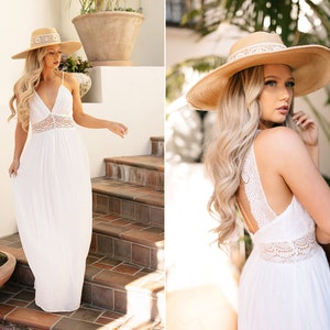 White Maxi Dress | Beach Wedding Dress | Boho Dress | Open Back Dress | Photoshoot Dress | White Long Dress | Elopement Dress