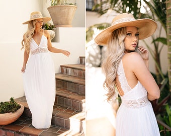 White Maxi Dress | Beach Wedding Dress | Boho Dress | Open Back Dress | Photoshoot Dress | White Long Dress | Elopement Dress