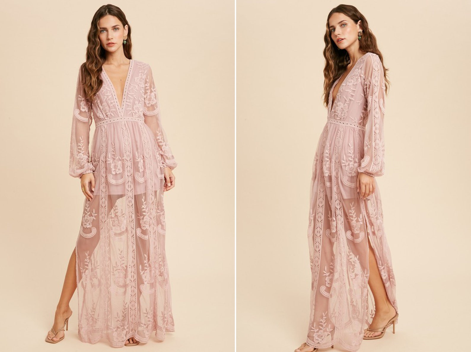 Spitzenkleid in mauve